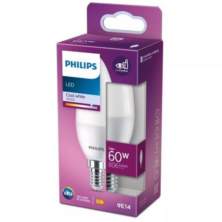 Philips LED-lyspære 7W E 806lumen 4000K Køligt hvidt lys
